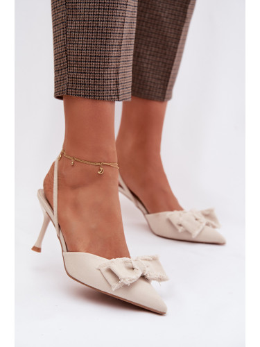 Дамски сандали на ток с панделка Hestia