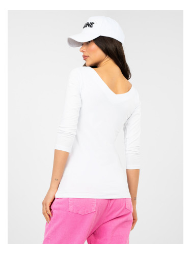 Бяла блуза с V-образно деколте