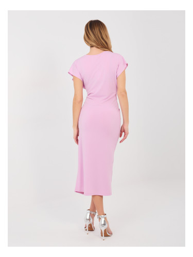 Светло лилава миди рокля с възел