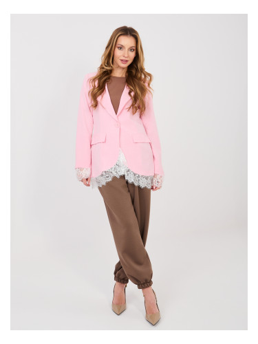 Светло розово елегантно яке с дантела