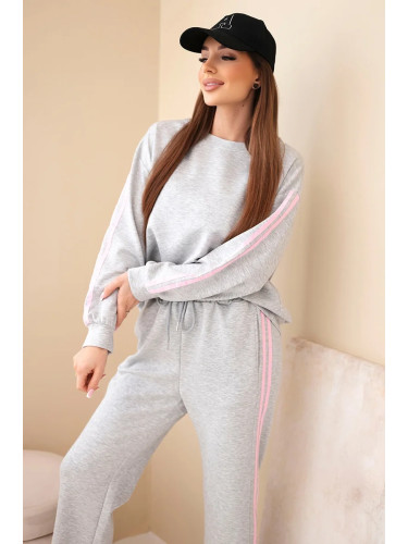 Дамски комплект на райета Kesi, сив