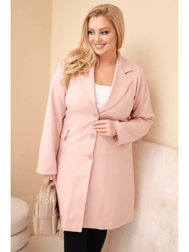 Дамско палто Kesi Plus Size с яка, тъмно пудрово розово