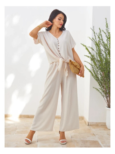 Дамски комплект с блуза и широк панталон