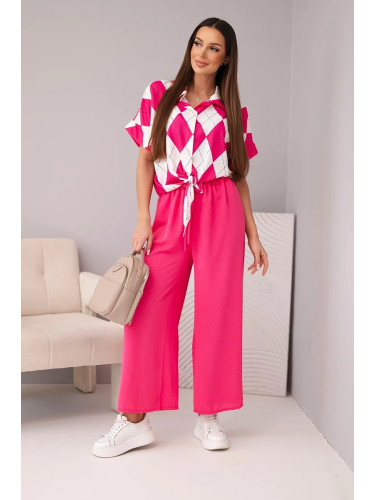 Дамски комплект от вискозна риза и панталон