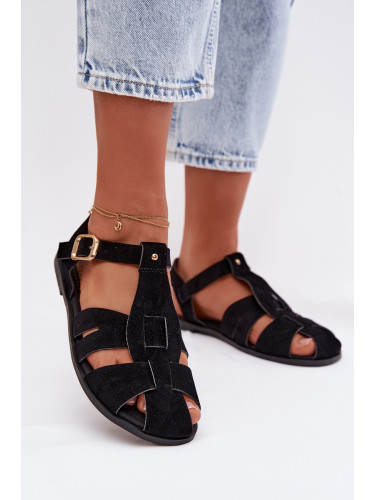 Дамски черни римски сандали Belanessa