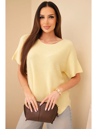 Жълт пуловер с къс ръкав Kesi