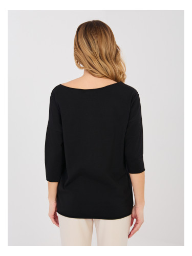Черна дамска блуза с 3/4 ръкави