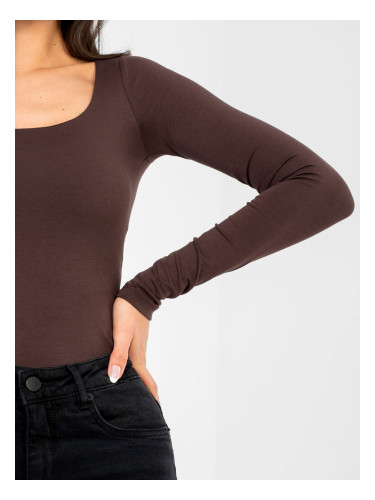 Тъмнокафяв дамски дълъг ръкав