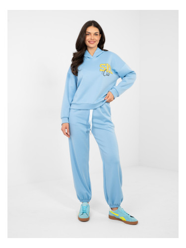 Пастелно син комплект с надпис