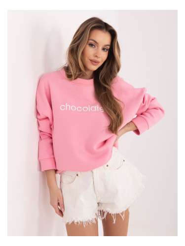 Розов памучен суитшърт