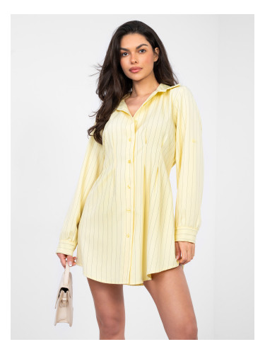 Пастелно жълта мини рокля