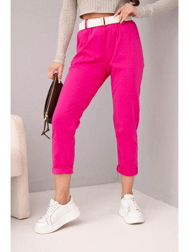 Дамски панталон Kesi с колан и маншети, цвят фуксия