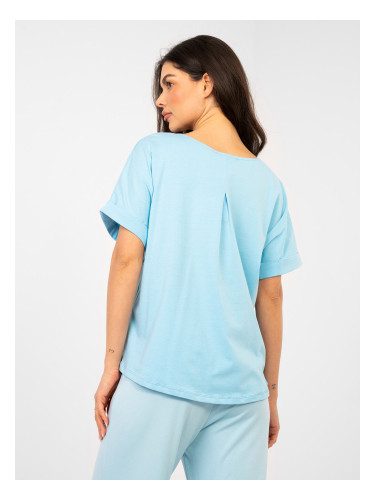 Пастелно синя блуза с голям размер