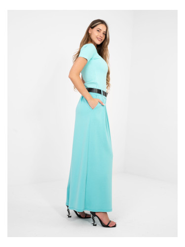 Едноцветни панталони в нежен ментов цвят