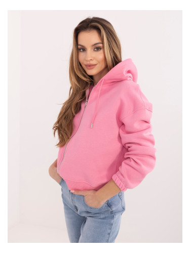 Пастелно розов суитшърт с цип