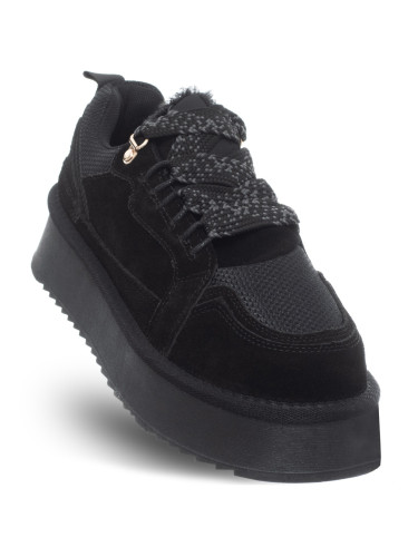 Черни ниски кецове с връзки SOLO SOPRANI