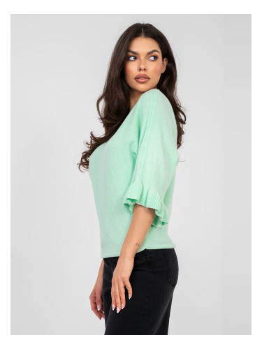 Ментов пуловер с волани