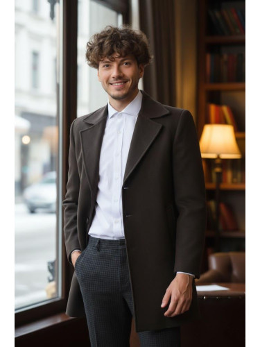 PLT8319 Мъжко палто цвят едър кестен - кафяво