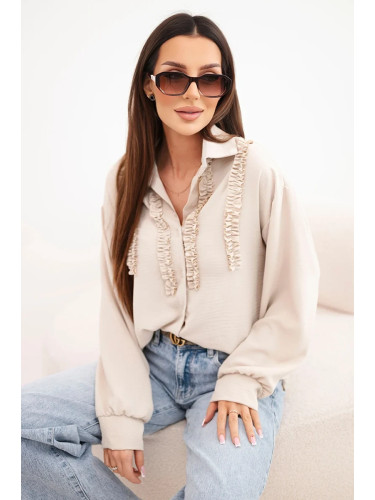 Дамска вискозна риза Kesi с волани, бежова