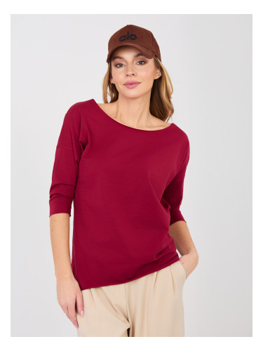 Бордо блуза с лодка деколте