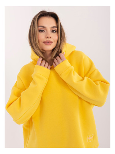 Жълт дамски суичър с качулка