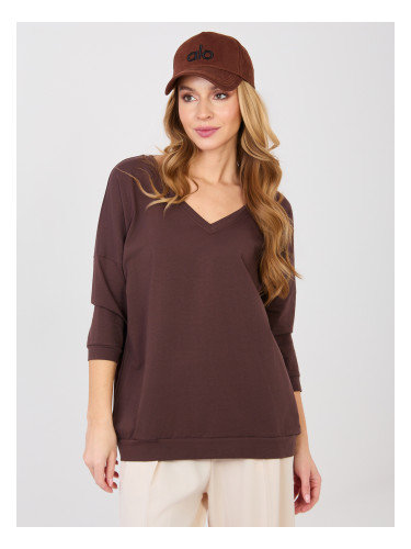 Тъмнокафява блуза с открит гръб