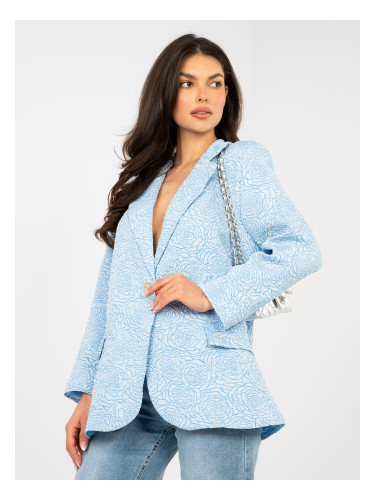 Светлосин жакардов блейзър