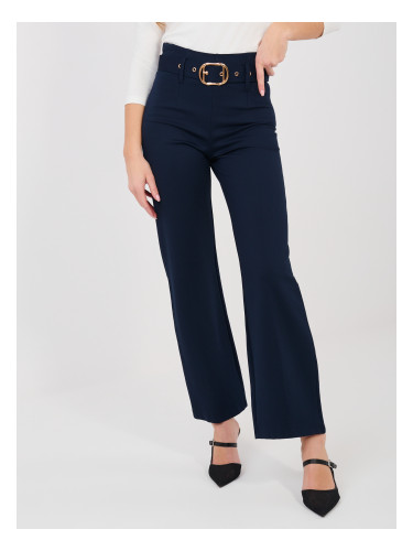 Тъмносини бизнес панталони с колан