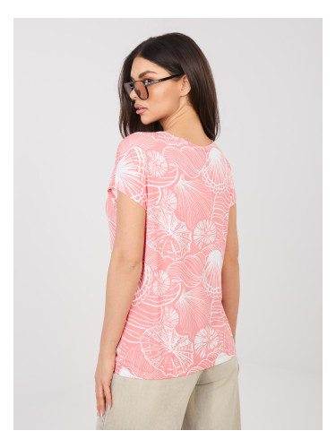 Коралова лятна блуза с ластик в долната част
