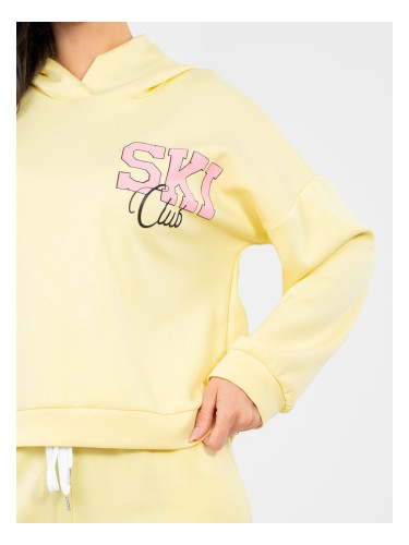 Пастелно жълт анцуг с качулка