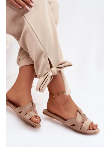 Дамски бежови чехли Pavelle