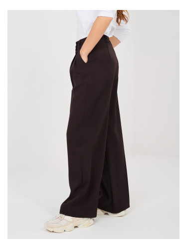Панталон с висока талия в шоколадов цвят RUE PARIS