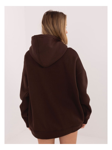 Дамски суичър от трико, тъмнокафяв