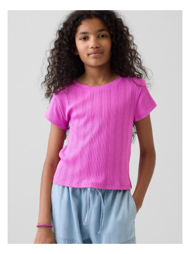 Детска оребрена тениска GAP - за момичета