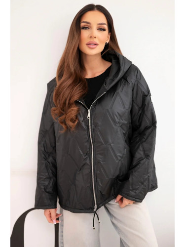 Пролетно ватирано яке с качулка Kesi Włoski черно