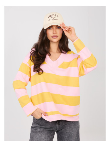 Жълт оувърсайз пуловер с райета