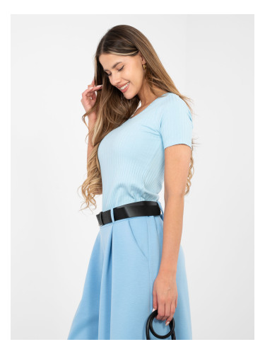 Пастелно синя базова блуза