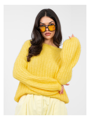 Дамски жълт оувърсайз пуловер