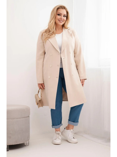Дамско палто Kesi Włoski Plus Size с яка, бежово