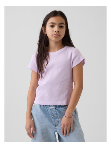 Тениска с оребрено лого GAP за момичета