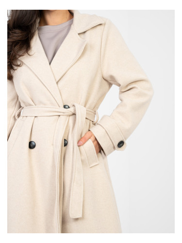 Двуредно бежово палто с джобове