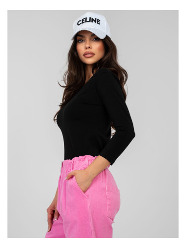 Черна блуза с изрез на гърба