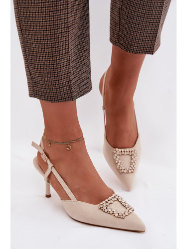 Дамски сандали на ток Ismeria светло бежови