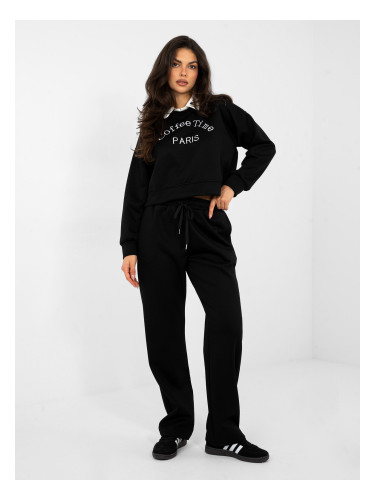 Черен дамски комплект с надпис