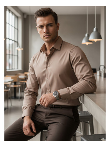 Мъжка обикновена риза slim fit