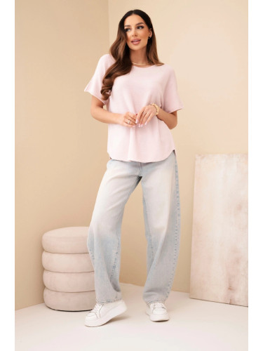 Дамски пуловер с къс ръкав Kesi, розов