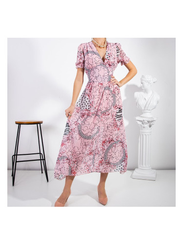 Дълга розова дамска макси рокля Resti