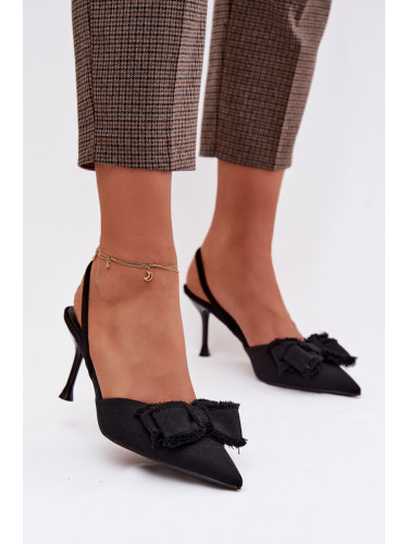 Boto Дамски сандали на ток с панделка Черни Hestia