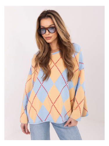 Светлосиня овърсайз блуза с щампа