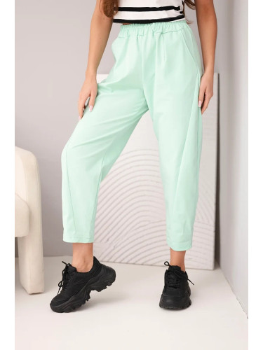 Летни панталони Kesi Punto с джобове, цвят мента